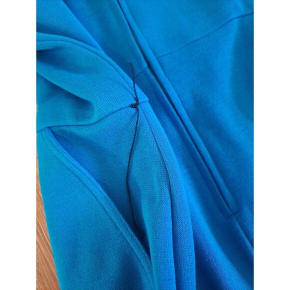 Vintage NEW Darian Dress TEAL Blue Knit 1980s Career Gold Button Pockets 18 - Picture 10 of 11